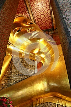 The Golden Giant Reclining Buddha (Sleep Buddha) in Wat Pho Temple, Bangkok, Thailand