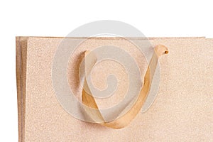 Golden gift bag isolated