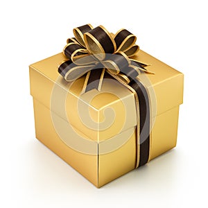 Golden gift box isolated