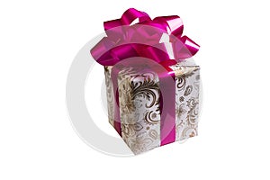 Golden gift box isolated on a white background