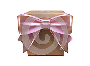 Golden Gift Box with Metallic Ribbon Bow