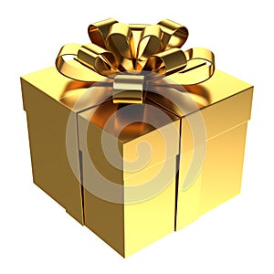 Golden gift box, PNG transparent background