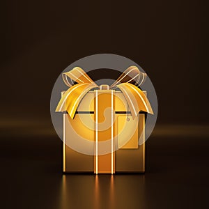 Golden gift box with price tag