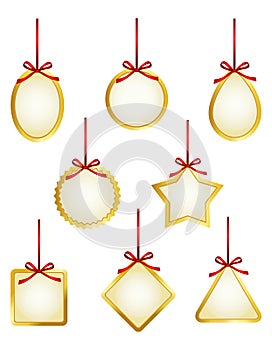 Golden gift tags or price tag collection