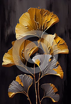 Golden Gingko Leaves, Made with Generative AI