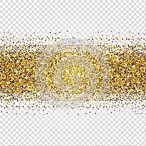Golden glitter abstract background. Tinsel shiny backdrop. Luxury gold template. Vector