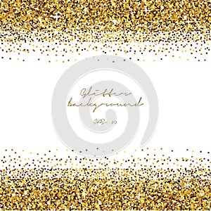 Golden glitter border background. Tinsel shiny backdrop. Luxury gold template. Vector photo