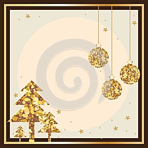 Golden glitter Christmas card frame