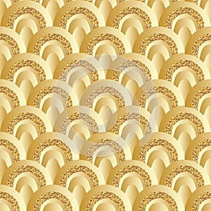 Golden glitter circle half style seamless pattern