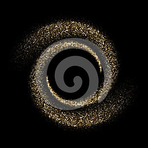 Golden glitter circle twirl of sparkling particles