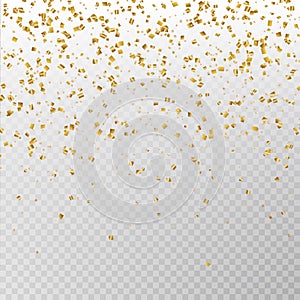 Golden glitter confetti vector. Carnaval paper tinsel texture isolated on background. Party confetti