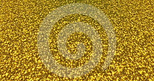 Golden glitter dust background for festival, party, event. Gold glamur texture Loop animation. 3D illustration