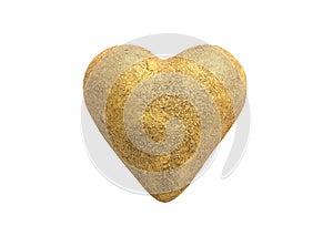 Golden glitter heart isolated on white