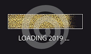 Golden Glitter Loading Bar New Year 2019 With Frame - Vector Illustration - Isolated On Black Background