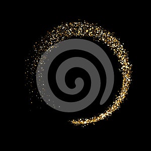 Golden glitter particles sparkling circle twirl