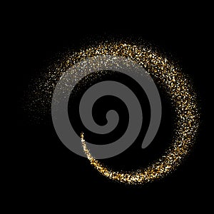 Golden glitter particles sparkling circle twirl