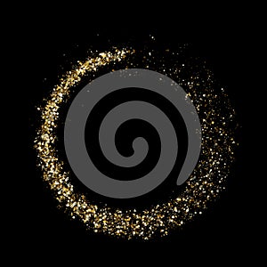 Golden glitter particles sparkling circle twirl