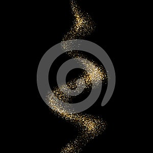 Golden glitter particles sparkling wave twirl