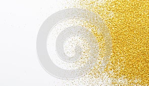 Golden glitter sand texture, abstract background.