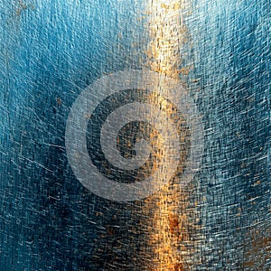 Golden glitter on silver metal sheet, industrial iron texture - AI generated image