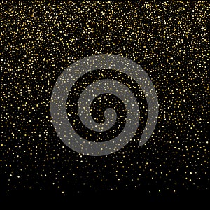 Golden glitter sparkle bubbles champagne particles stars on black background,happy new year holiday concept