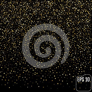 Golden glitter sparkle bubbles champagne particles stars on black background,happy new year holiday concept