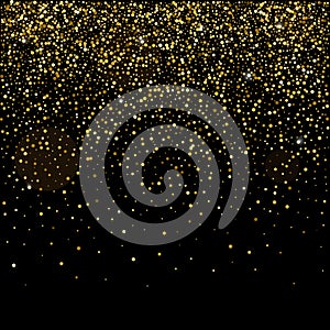 Golden glitter sparkle bubbles champagne particles stars on black background,happy new year holiday concept