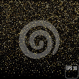 Golden glitter sparkle bubbles champagne particles stars on black background,happy new year holiday concept