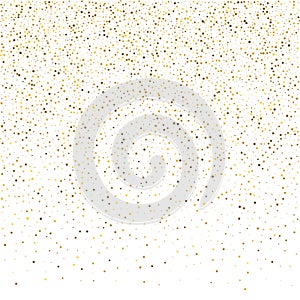 Golden glitter sparkle bubbles champagne particles stars on whit