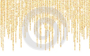 Golden glitter sparkle on a transparent background. Gold Vibrant background with twinkle lights. Vector illustration