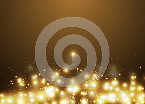 Golden glitter sparkling light bokeh abstract background, Christmas and new year festive background