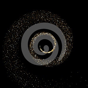 Golden glitter spiral particles circle twirl