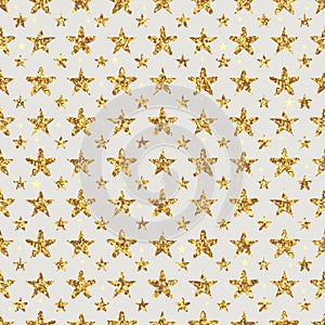 Golden Glitter star flower symmetry seamless pattern