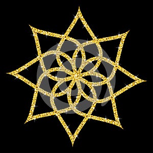 Golden glitter star geometric . Modern style. Vector illustration. Elegant symbol of achievements and victories. Symbol for web or