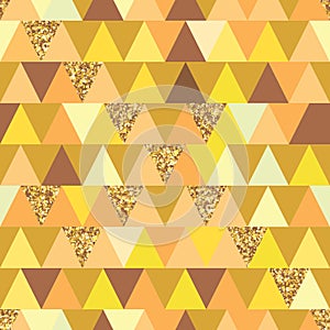 Golden glitter triangle symmetry seamless pattern