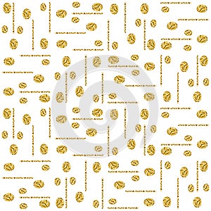 Golden glittering pattern. Gold Seamless pattern. Repeatable geometric design. Can be used for fabric, wallpaper, web background,