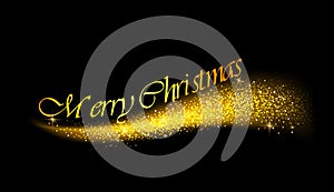 Golden glittering waves set. Sparkle dust with gold particles. Futuristic Wave merry christmas. Glowing shiny lines