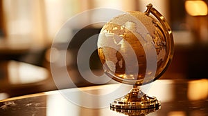 Golden Globe on Dark Reflective Surface
