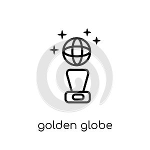 Golden globe icon. Trendy modern flat linear vector Golden globe photo