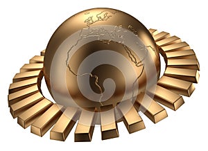 Golden globe. Include clipping path