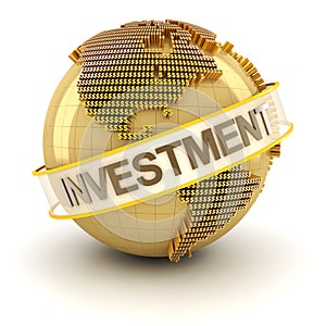 Golden globe with investment text