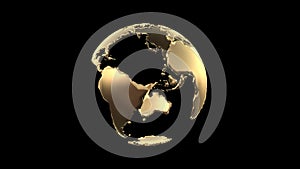 Golden Globe Planet Earth Rotating Loop With Alpha Channel