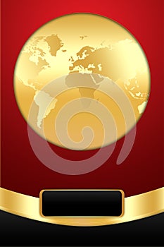 Golden Globe on Red Background