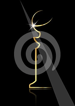 Golden Globe Shiny trophy, abstract modern sculpture icon, for sports prize or business awards illustration