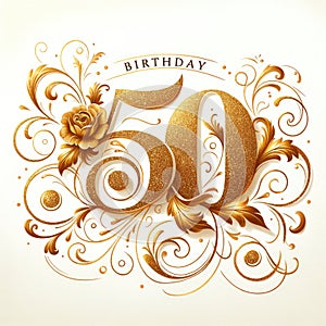 Golden Glory: 50th Birthday Elegance in Swirls