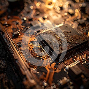 Golden Glow on an Ancient Circuit Board