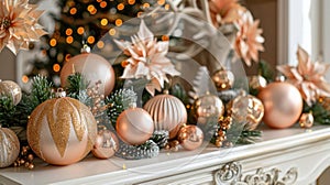 Golden Glow of Peachy Christmas Decorations