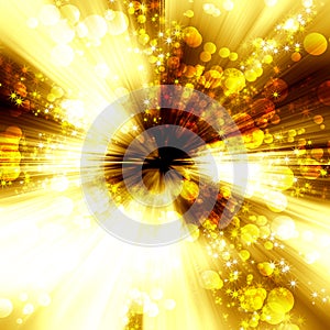 Golden glowing background with stars and circles