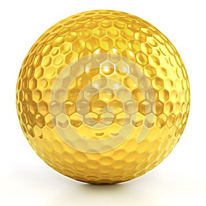 Golden Golf ball isolated over white