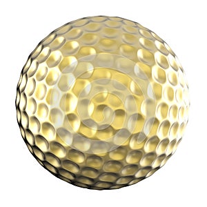 Golden golf ball isolated on white